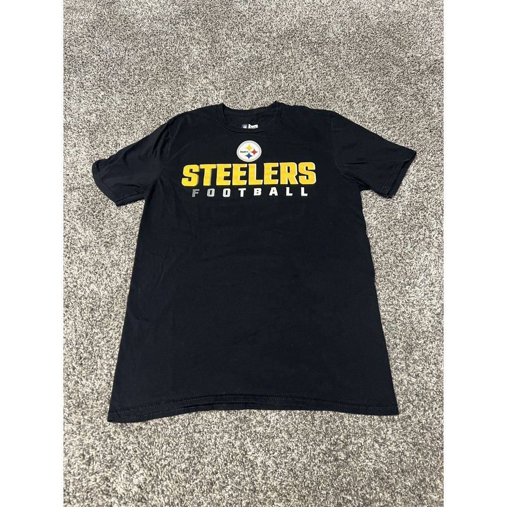 NFL Team Apparel Pittsburgh Steelers Black Shirt Men's Small Football Graphic T
